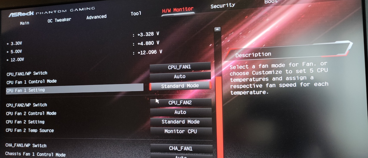 Fan settings